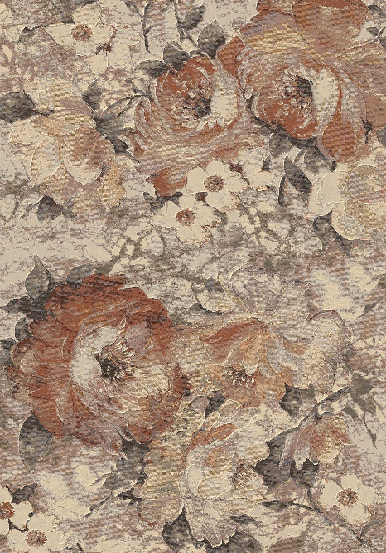 Rustic Colour Floral Style Argentum Rug Size