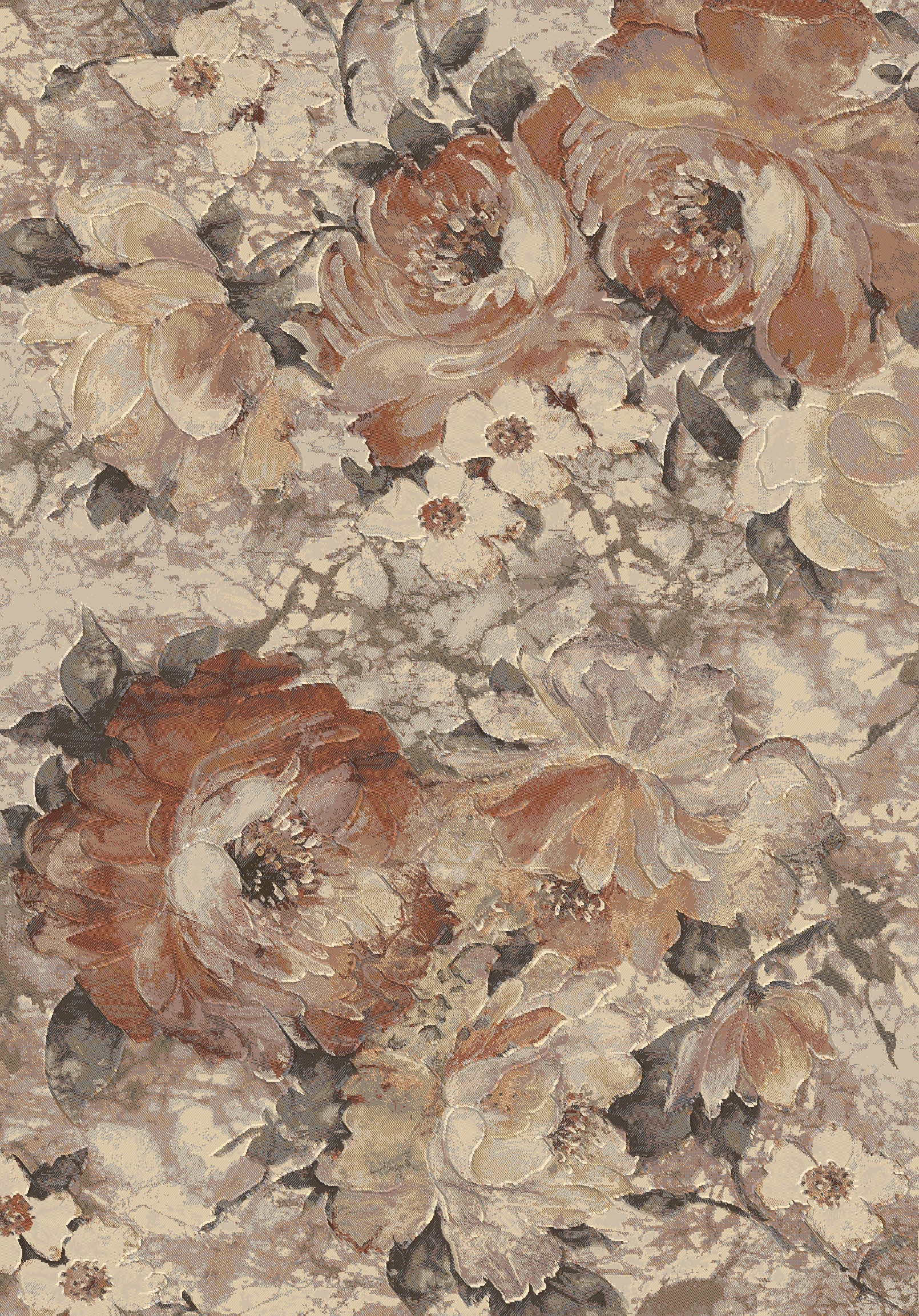 Rustic Colour Floral Style Argentum Rug Size