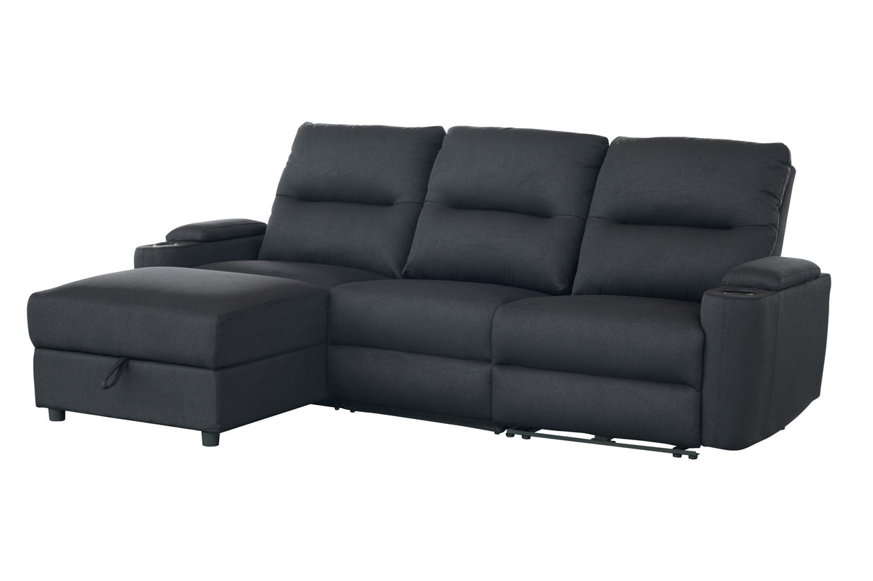 Mona Three Electric Seater Sofa Chaise + Storage