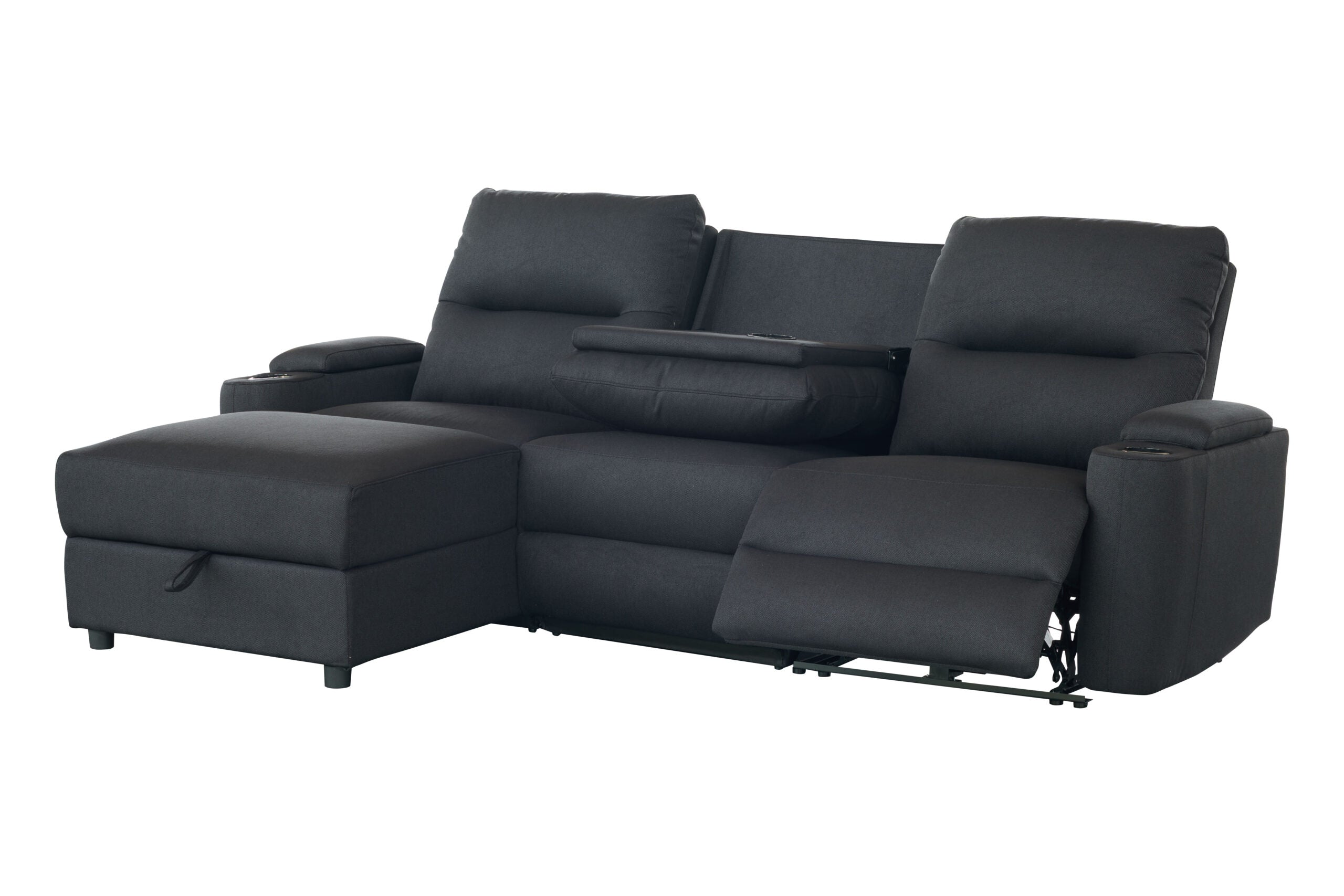 Mona Three Electric Seater Sofa Chaise + Storage