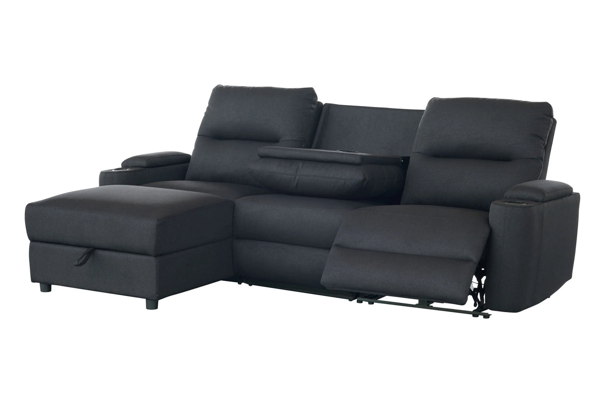 Mona Three Electric Seater Sofa Chaise + Storage