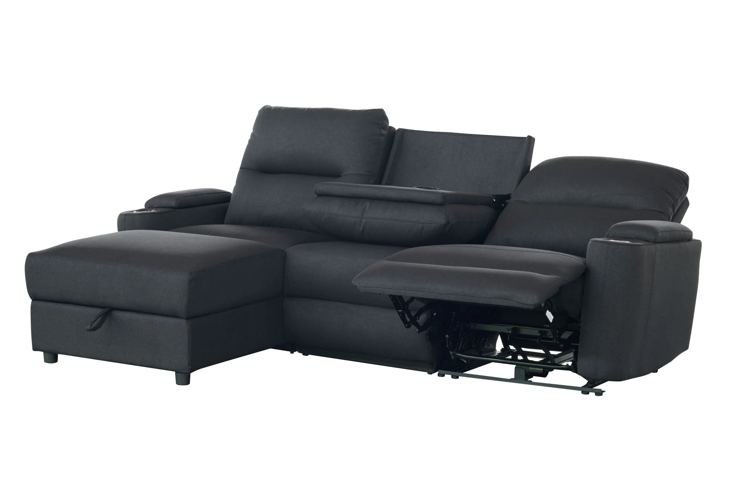 Mona Three Electric Seater Sofa Chaise + Storage