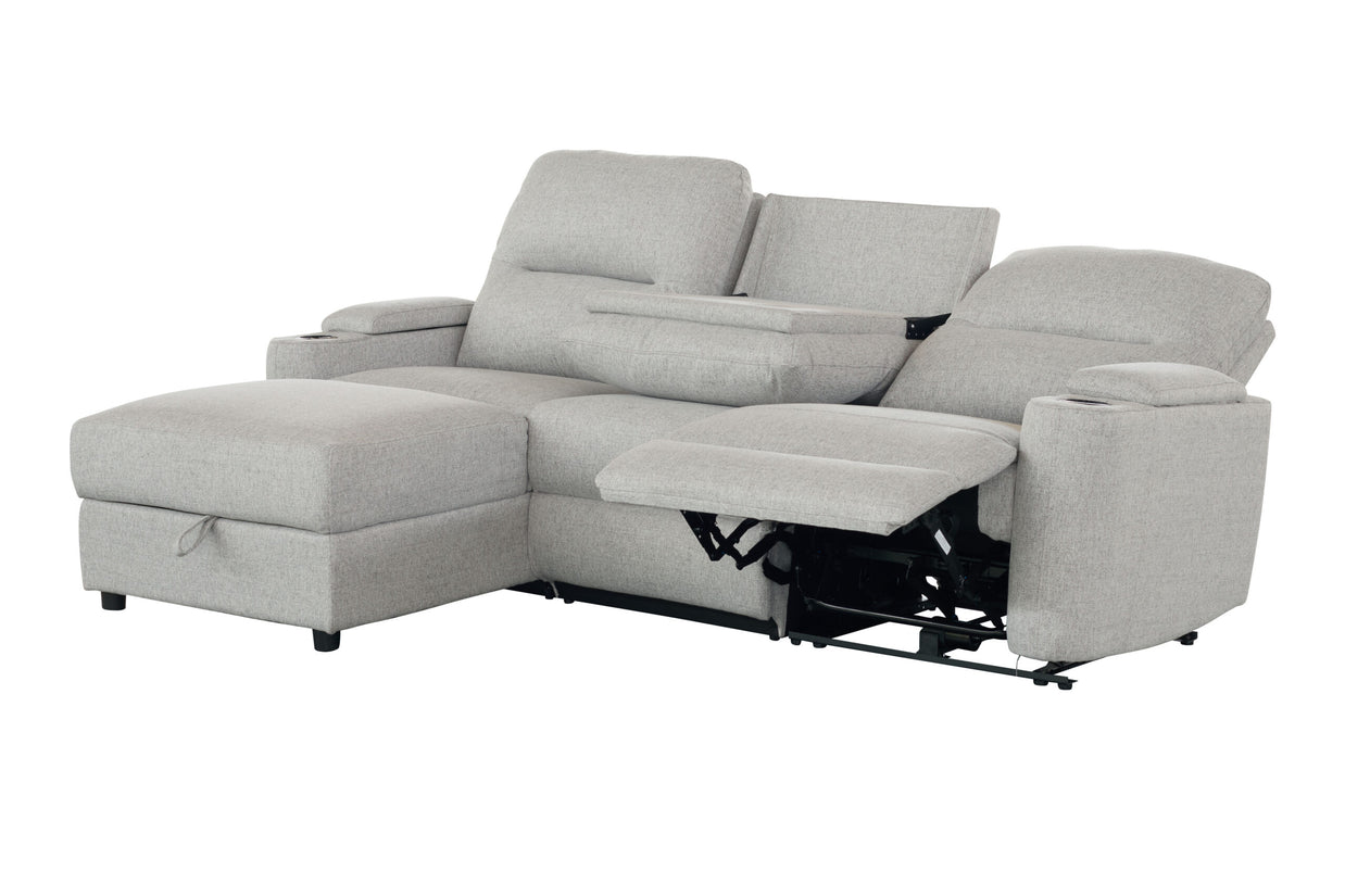 Mona Three Electric Seater Sofa Chaise + Storage