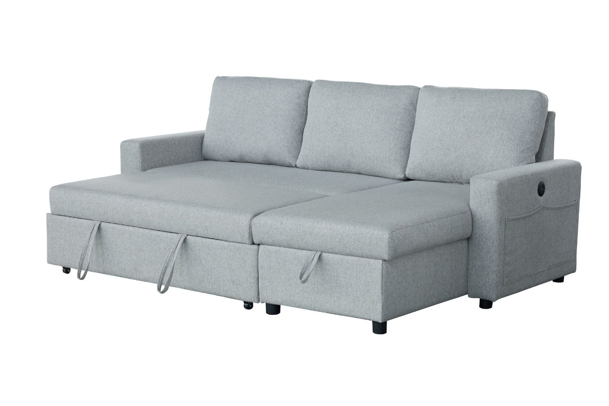Rosa Sofa Bed with Chaise & Storage + USB