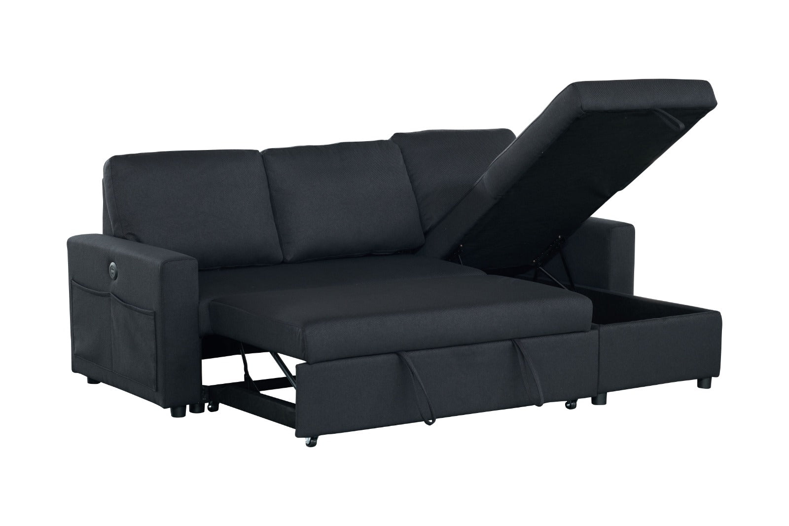 Rosa Sofa Bed with Chaise & Storage + USB