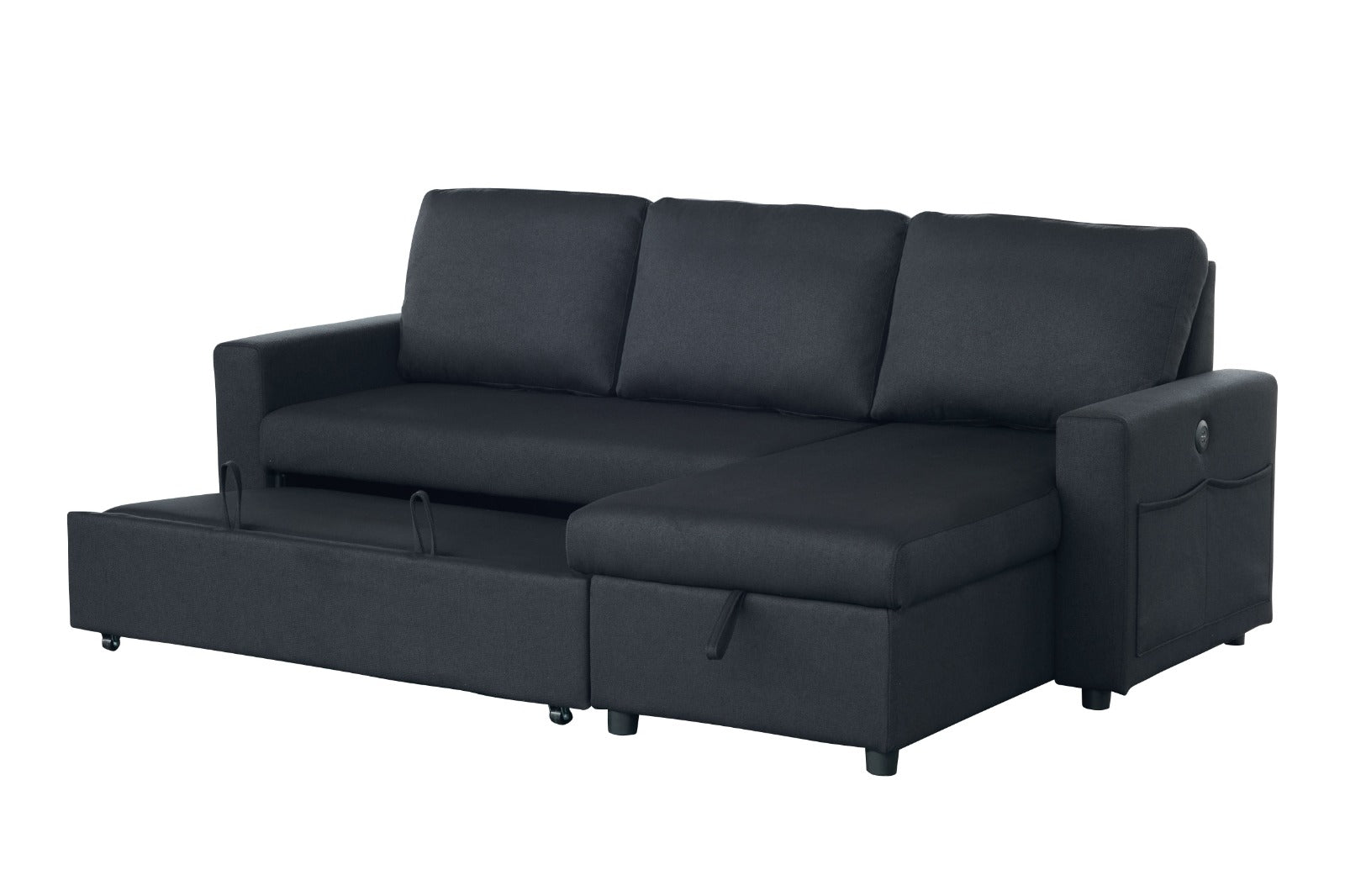 Rosa Sofa Bed with Chaise & Storage + USB