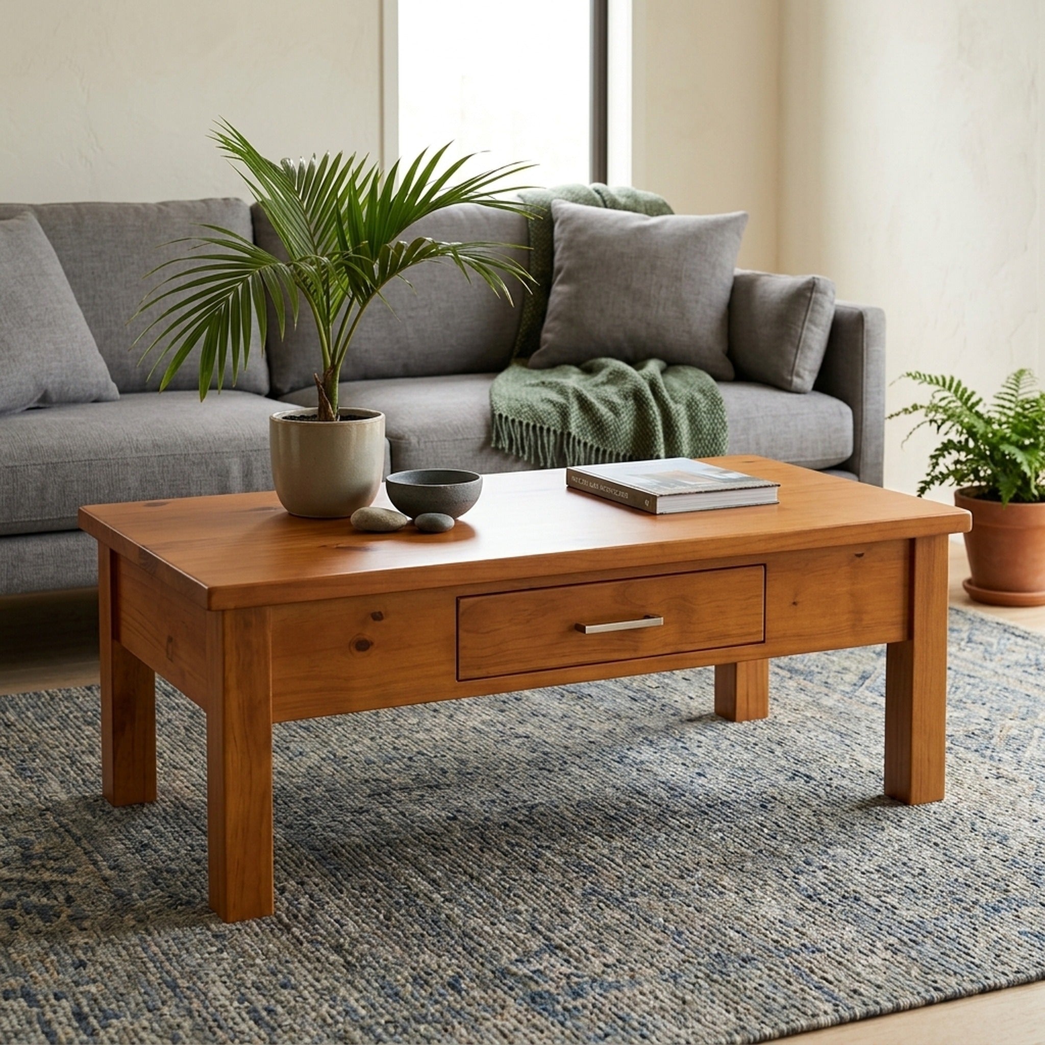 Natural One Drawer Wooden Coffee Table