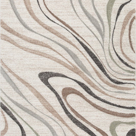 Swirl Abstract Pattern Rug in Cream & Soft Tones Colours