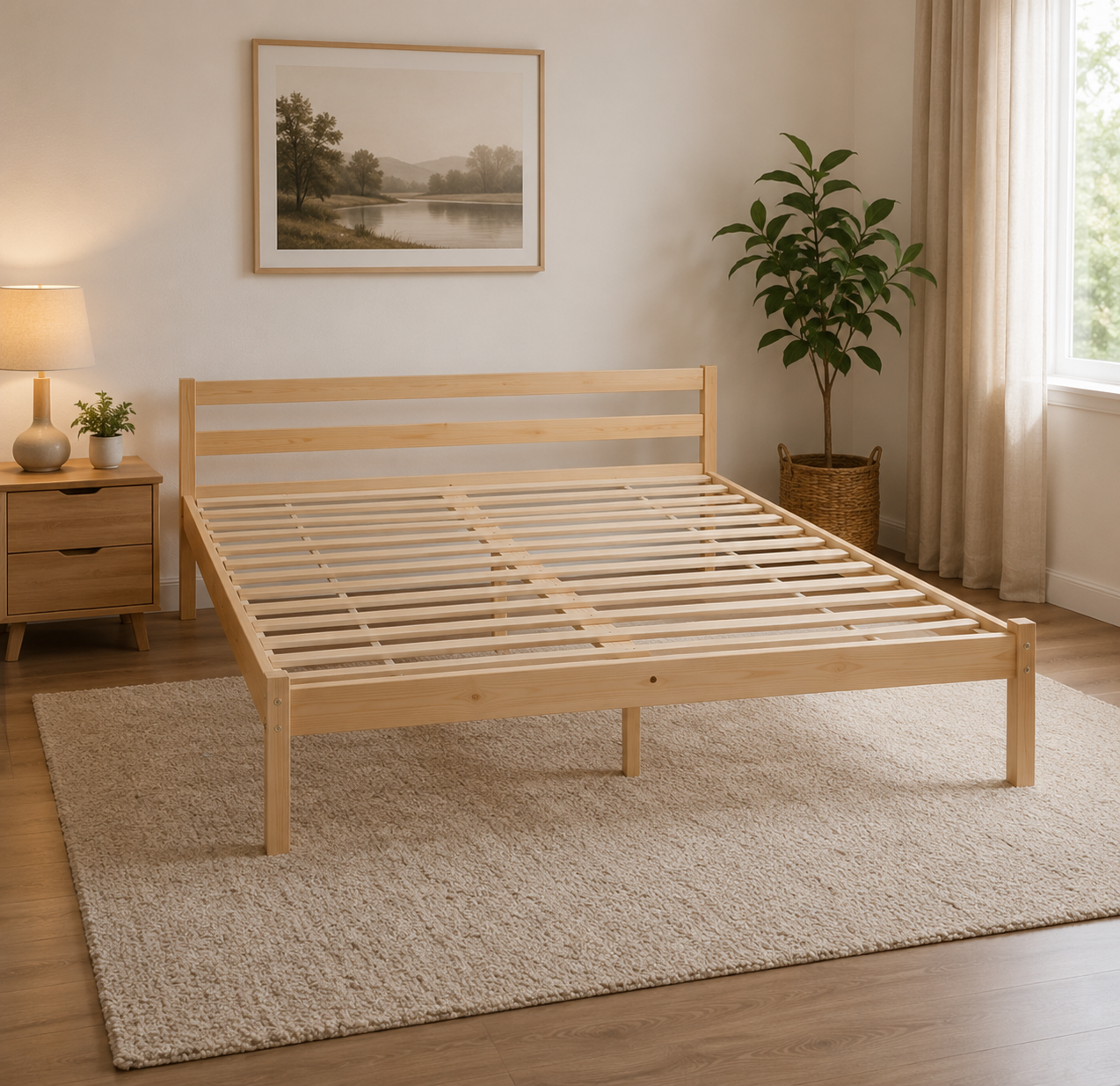 Miami Bedframe – Natural Wood.