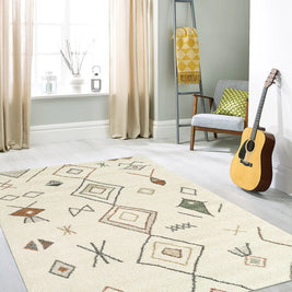 Abstract Diamond Motif Mehari Shaggy Rug