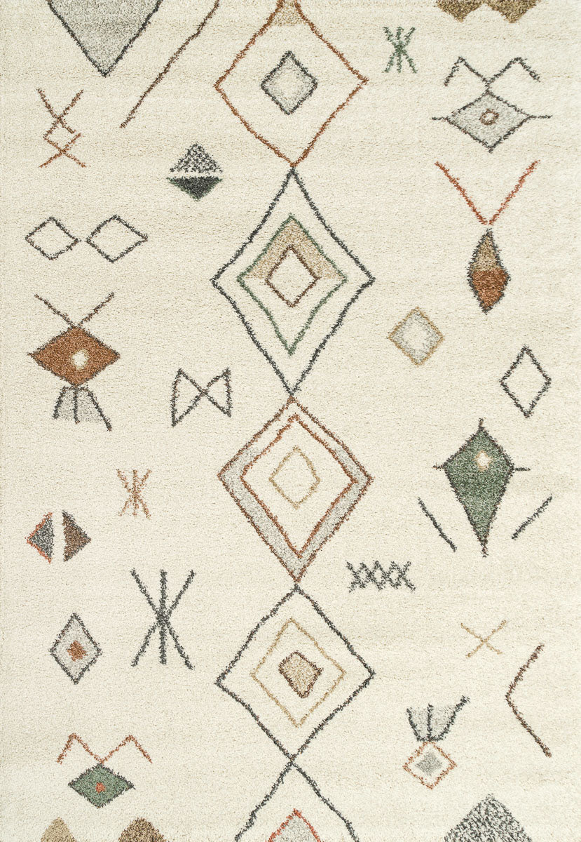 Abstract Diamond Motif Mehari Shaggy Rug