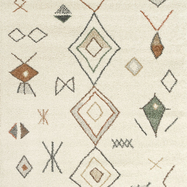 Abstract Diamond Motif Mehari Shaggy Rug