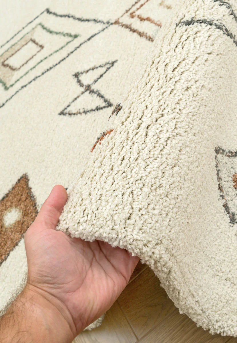 Abstract Diamond Motif Mehari Shaggy Rug