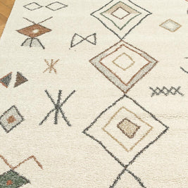 Abstract Diamond Motif Mehari Shaggy Rug