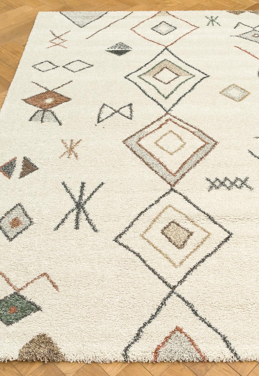 Abstract Diamond Motif Mehari Shaggy Rug