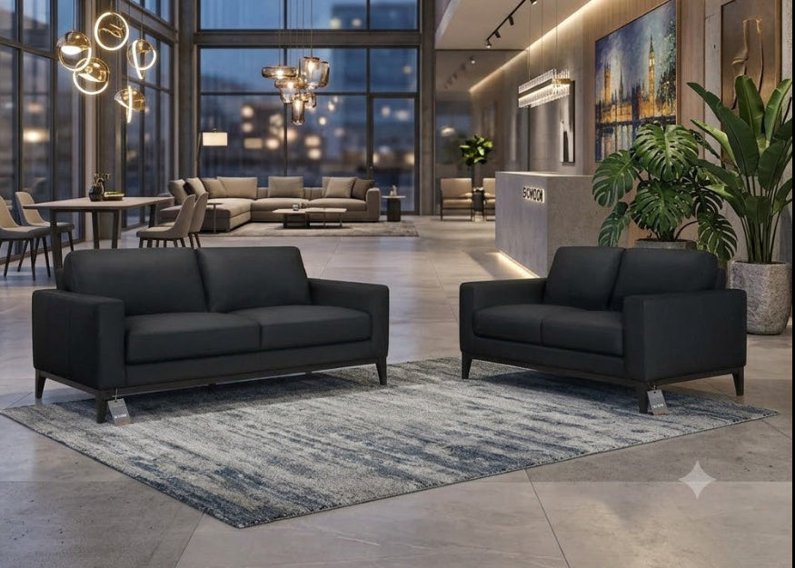 Elise 3 + 2 Seater suite - Full-grain corrected leather
