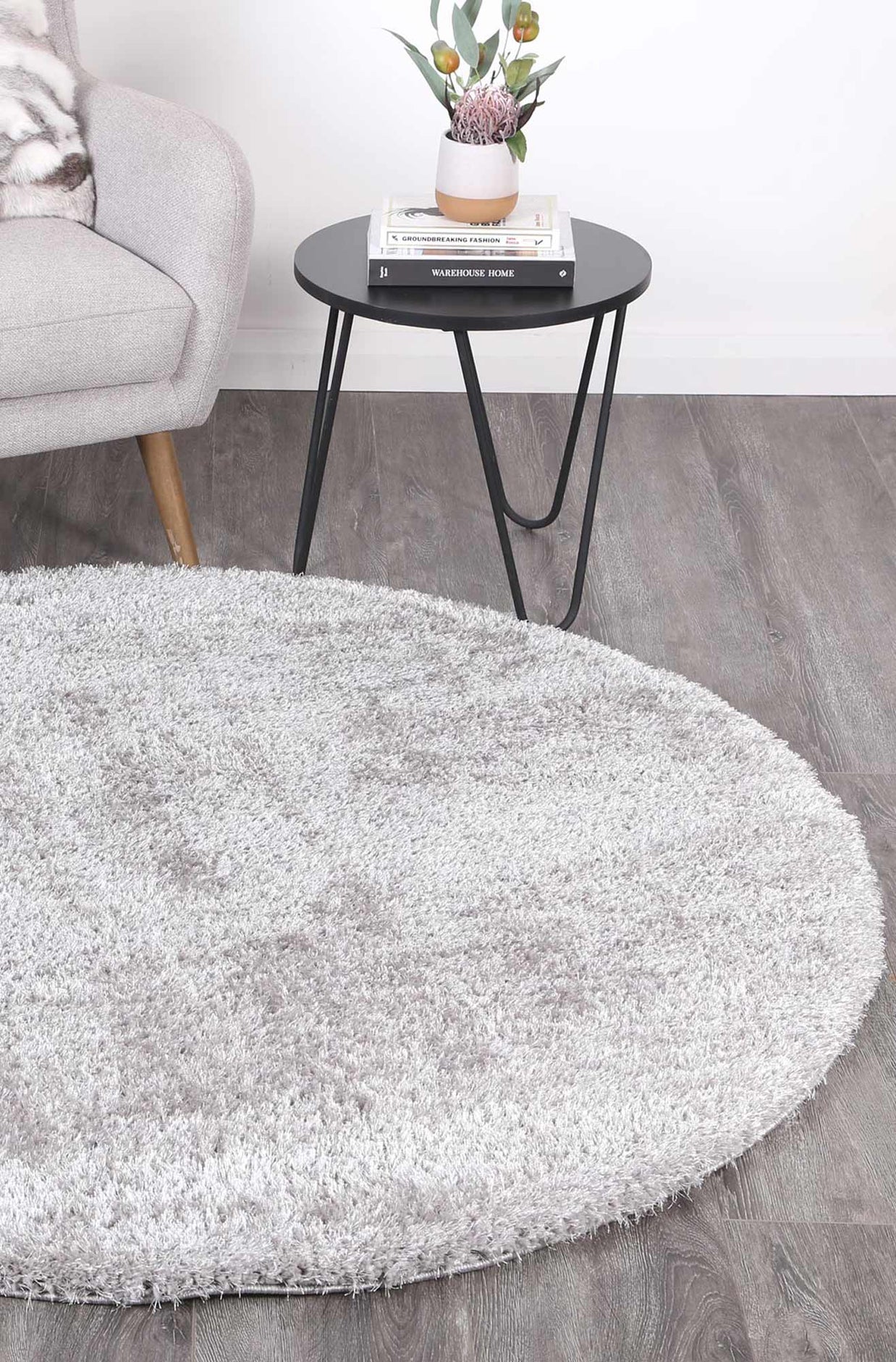 Dream Shaggy Grey Colour Turkish Round Rug