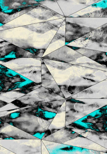 Abstract Modern Design Turkish Aroha Rug in Turquoise & Grey