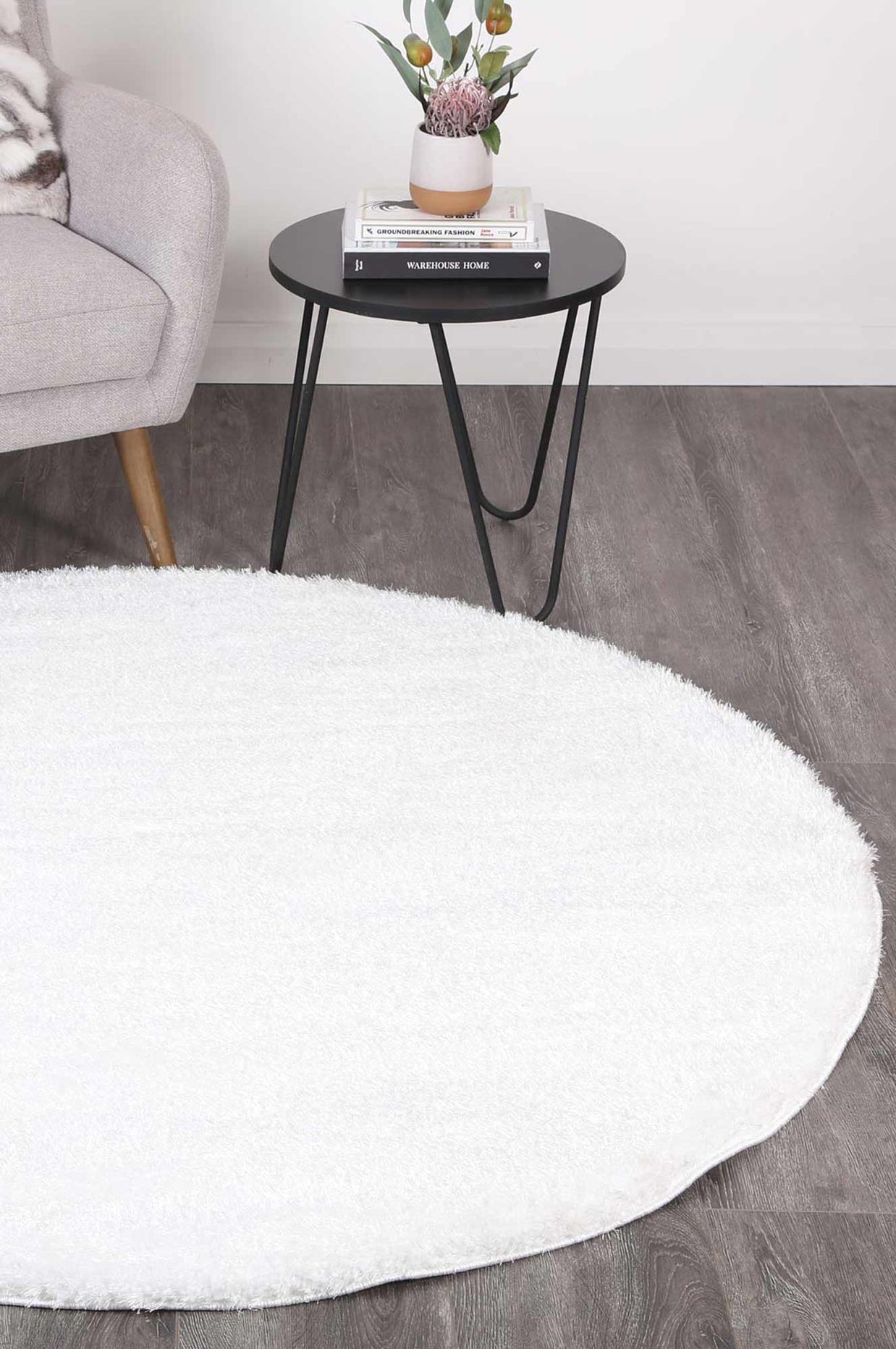 Dream Shaggy White Colour Turkish Round Rug