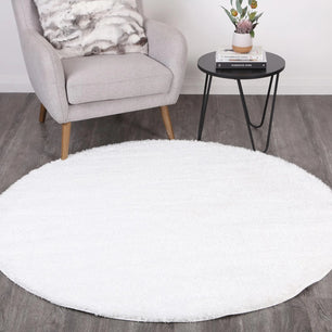 Dream Shaggy White Colour Turkish Round Rug