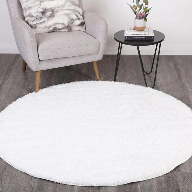 Dream Shaggy White Colour Turkish Round Rug
