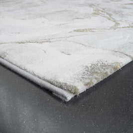 Abstract Marble Swirl Platinum Rug