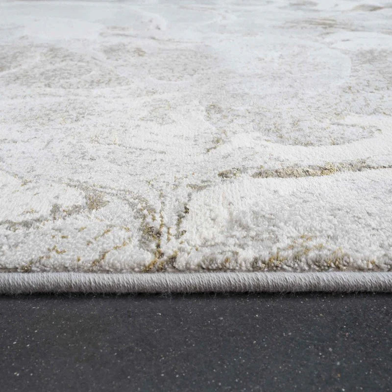 Abstract Marble Swirl Platinum Rug