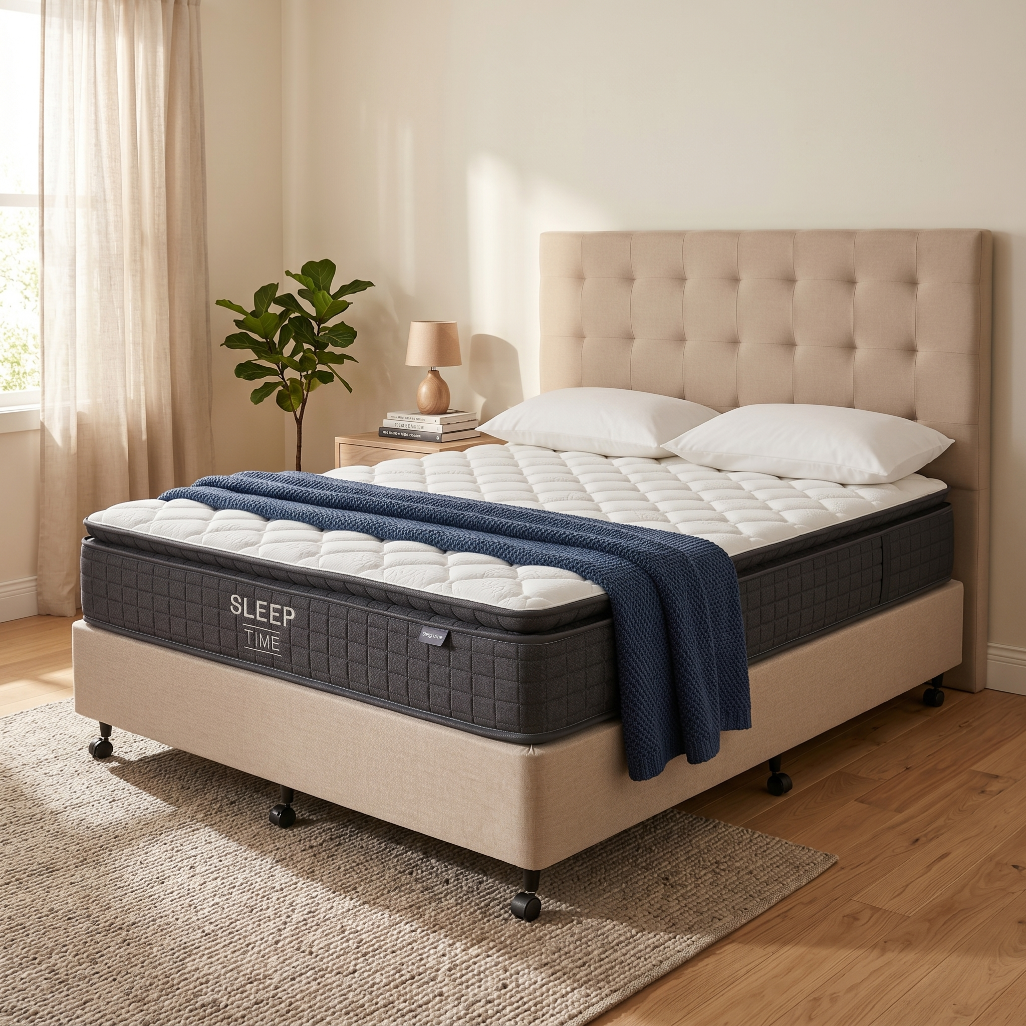NZ Made Duracast Hotel Bed Base with Casters