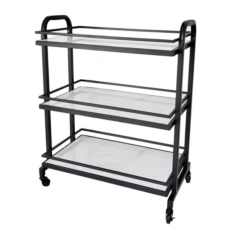 Samui Bar Cart – Black & Faux White Marble