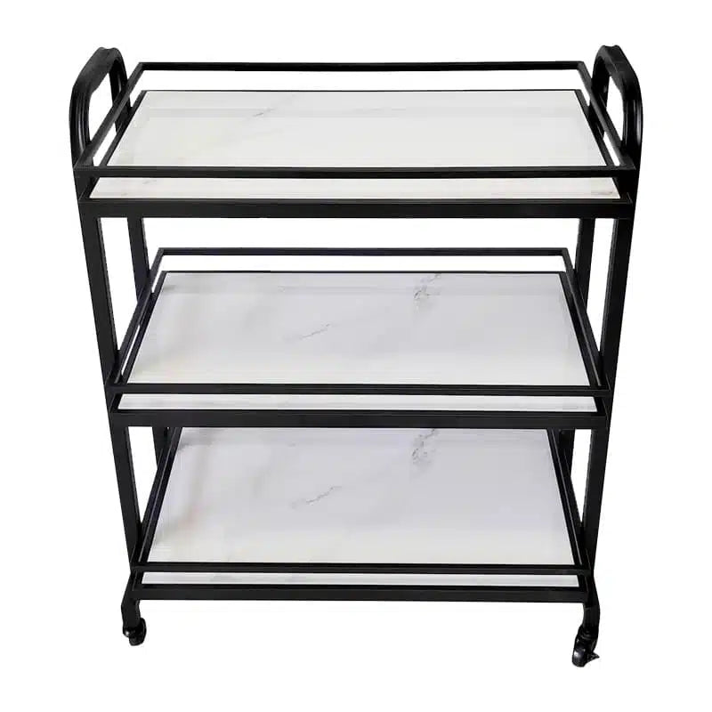 Samui Bar Cart – Black & Faux White Marble