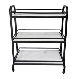 Samui Bar Cart – Black & Faux White Marble