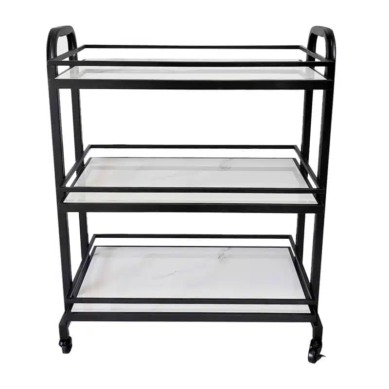 Samui Bar Cart – Black & Faux White Marble