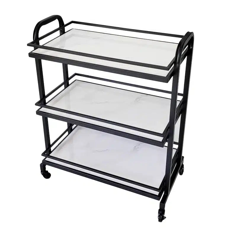 Samui Bar Cart – Black & Faux White Marble