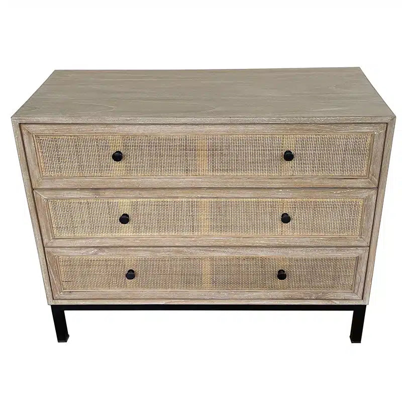 Cardrona Commode 3 Drawer- Natural Rattan