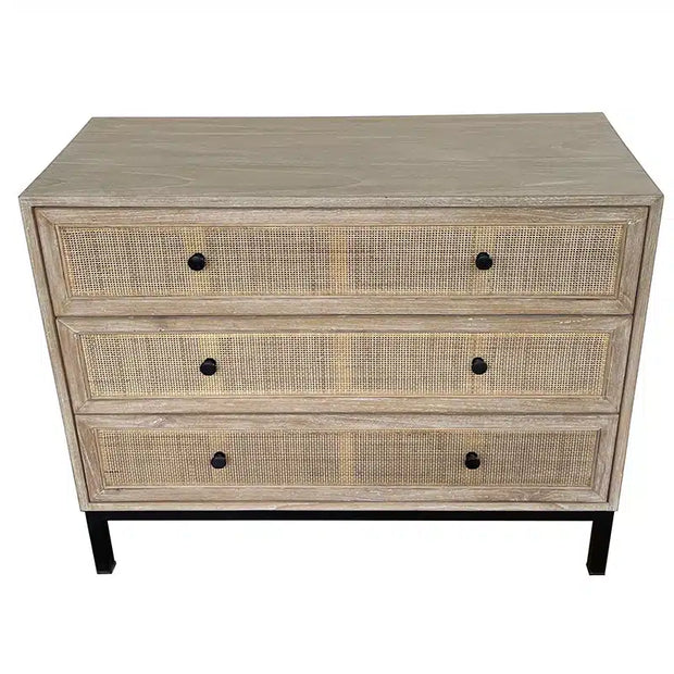 Cardrona Commode 3 Drawer- Natural Rattan