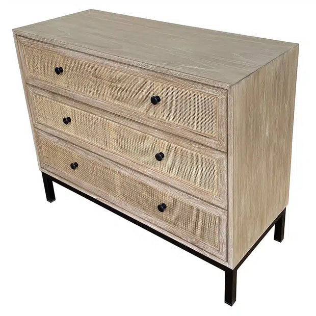 Cardrona Commode 3 Drawer- Natural Rattan