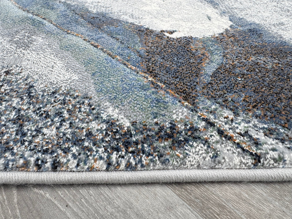 Modern Flowing Abstract Pattern Argentum Hallway Runner Size: 67cm wide x Cut to order