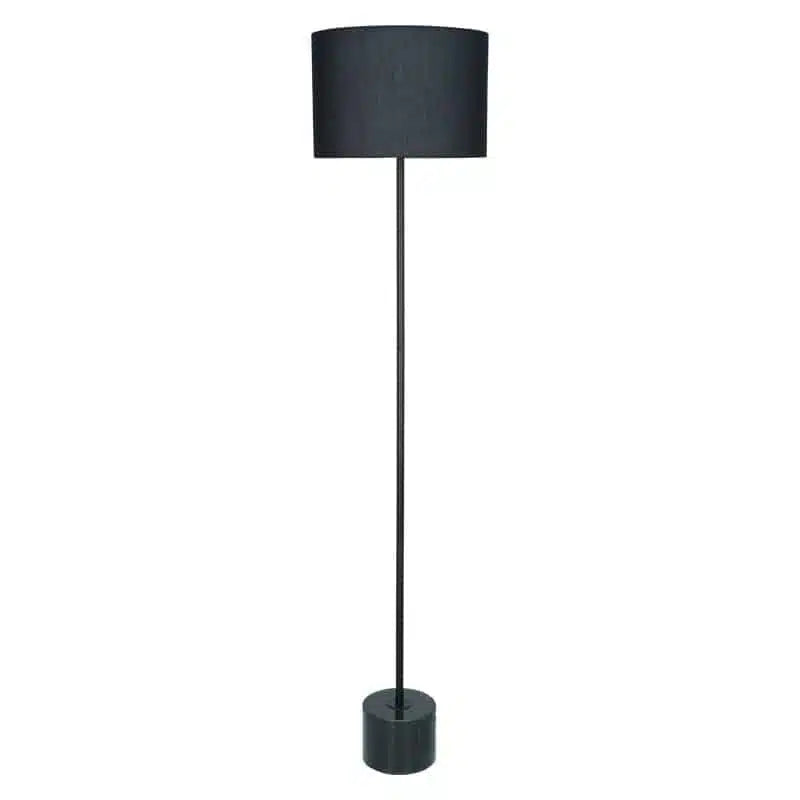 Marble Base Floor Lamp 160cm - Black + Black Shade