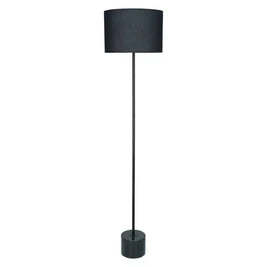 Marble Base Floor Lamp 160cm - Black + Black Shade