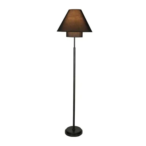 Double Shade Floor Lamp 160cm  - Black + Black Shade