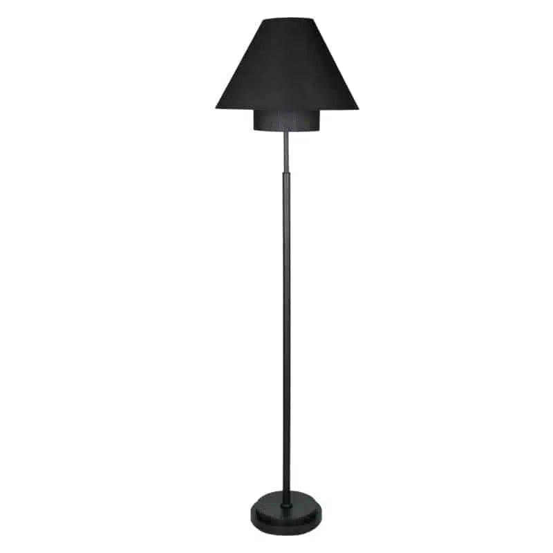 Double Shade Floor Lamp 160cm  - Black + Black Shade