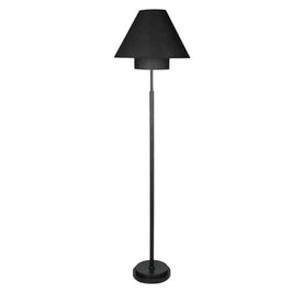 Double Shade Floor Lamp 160cm  - Black + Black Shade