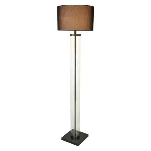 Cylinder Floor Lamp 160cm - Clear/Black + Black Shade