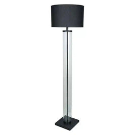 Cylinder Floor Lamp 160cm - Clear/Black + Black Shade