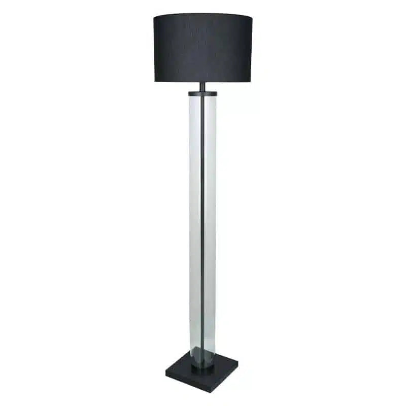 Cylinder Floor Lamp 160cm - Clear/Black + Black Shade