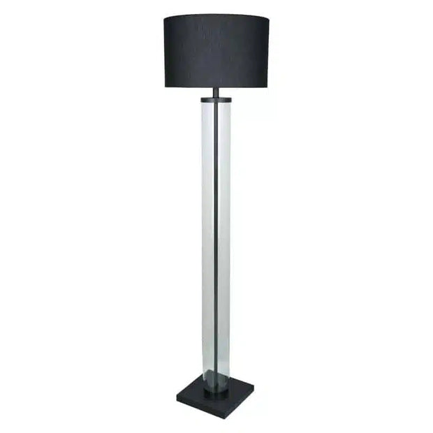 Cylinder Floor Lamp 160cm - Clear/Black + Black Shade