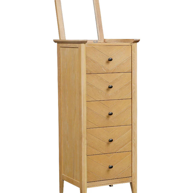 Hemsly 5 Drawer Tall Chest (Slimboy) With Mirror