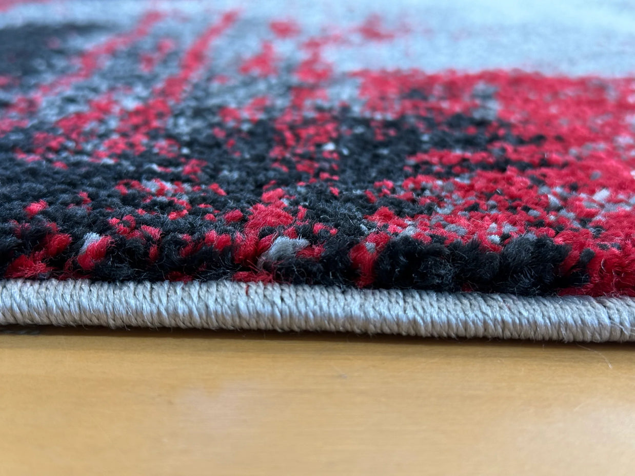 Abstract Modern Design Turkish Aroha Rug in Grey & Red