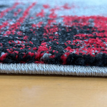 Abstract Modern Design Turkish Aroha Rug in Grey & Red