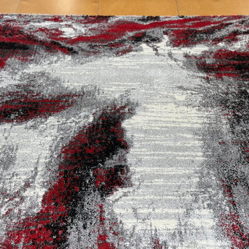 Abstract Modern Design Turkish Aroha Rug in Grey & Red